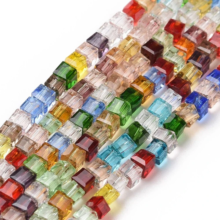 KS109 Koraliki szklane kostki transparentne 2,5x2,5mm 180szt mix kolor