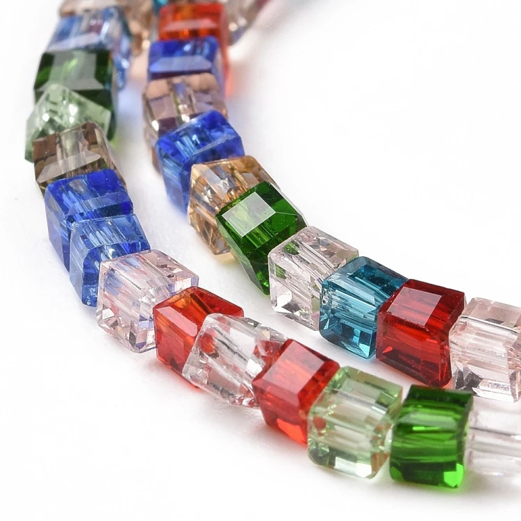 KS109 Koraliki szklane kostki transparentne 2,5x2,5mm 180szt mix kolor