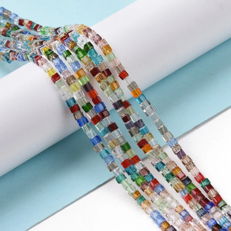 KS109 Koraliki szklane kostki transparentne 2,5x2,5mm 180szt mix kolor
