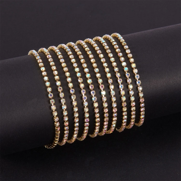 TB47 Taśma biżuteryjna z cyrkoniami kryształkami SS10 2,8mm 1m gold/crystal AB