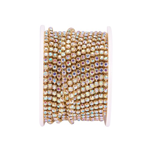 TB47 Taśma biżuteryjna z cyrkoniami kryształkami SS10 2,8mm 1m gold/crystal AB