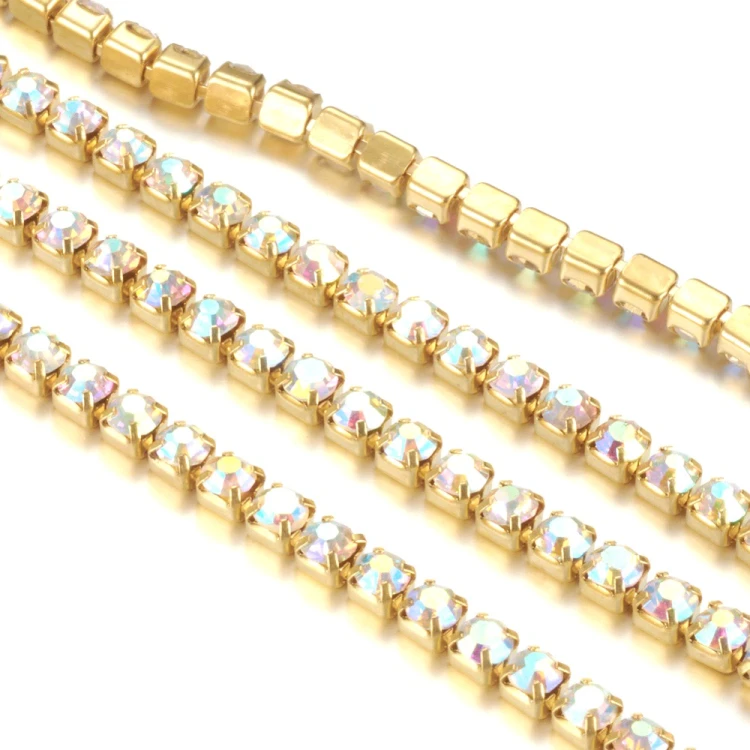 TB48 Taśma biżuteryjna z cyrkoniami kryształkami SS12 2,9mm 1m gold/crystal AB