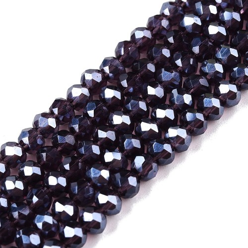KFR208 Koraliki szklane rondelle 3,5x3mm kryształki fasetowane 105szt fioletowe