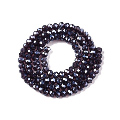 KFR208 Koraliki szklane rondelle 3,5x3mm kryształki fasetowane 105szt fioletowe