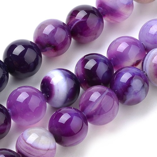 AGP202 Agat pasiasty kamień naturalny koraliki kule 8mm