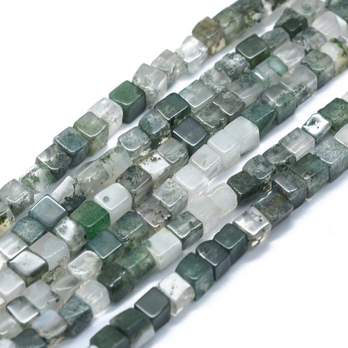 AGP209 Agat Moss mszysty kamień naturalny koraliki kostki 4mm