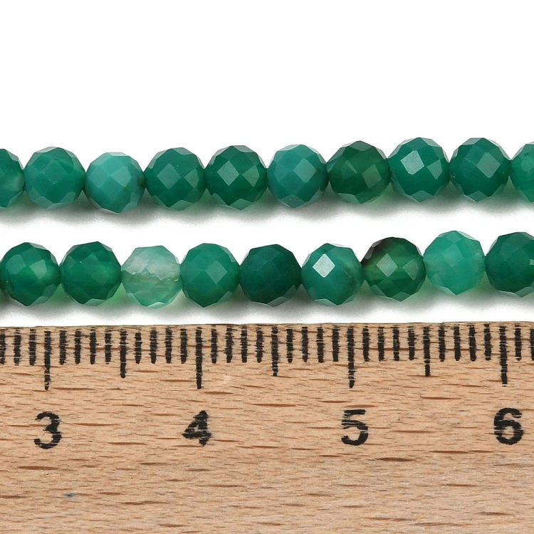 ONY16 Onyks zielony Green kamień naturalny koraliki kule 4mm fasetowane