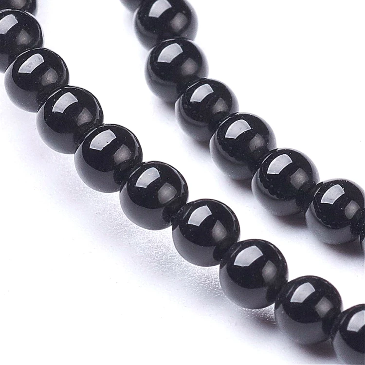 ONY20 Onyks kamień naturalny koraliki kule 3mm grad.A sznur 132szt. czarny