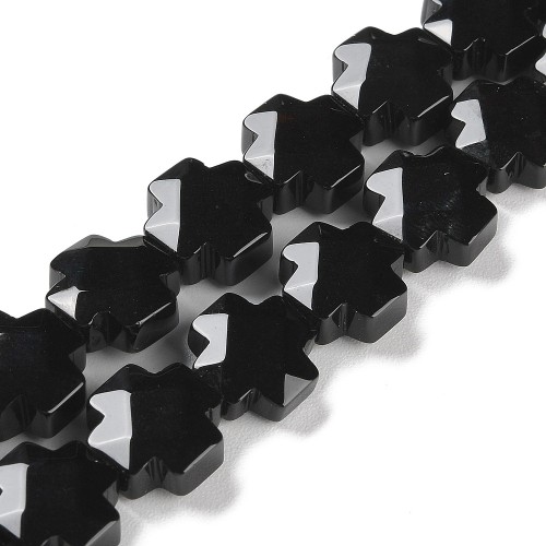ONY21 Onyks kamień naturalny koraliki krzyże 12x12x6mm 2szt. czarny