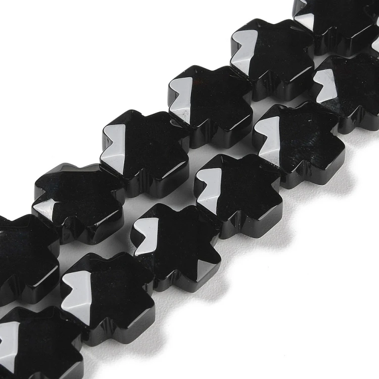 ONY21 Onyks kamień naturalny koraliki krzyże 12x12x6mm 2szt. czarny