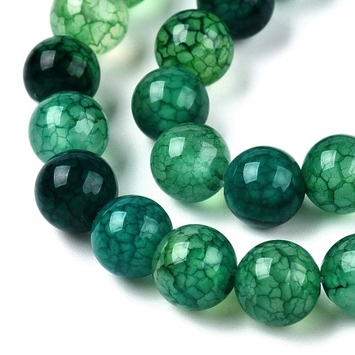 AGP212 Agat Dragon Veins kamień naturalny koraliki kule 8mm sznur 48szt zielony
