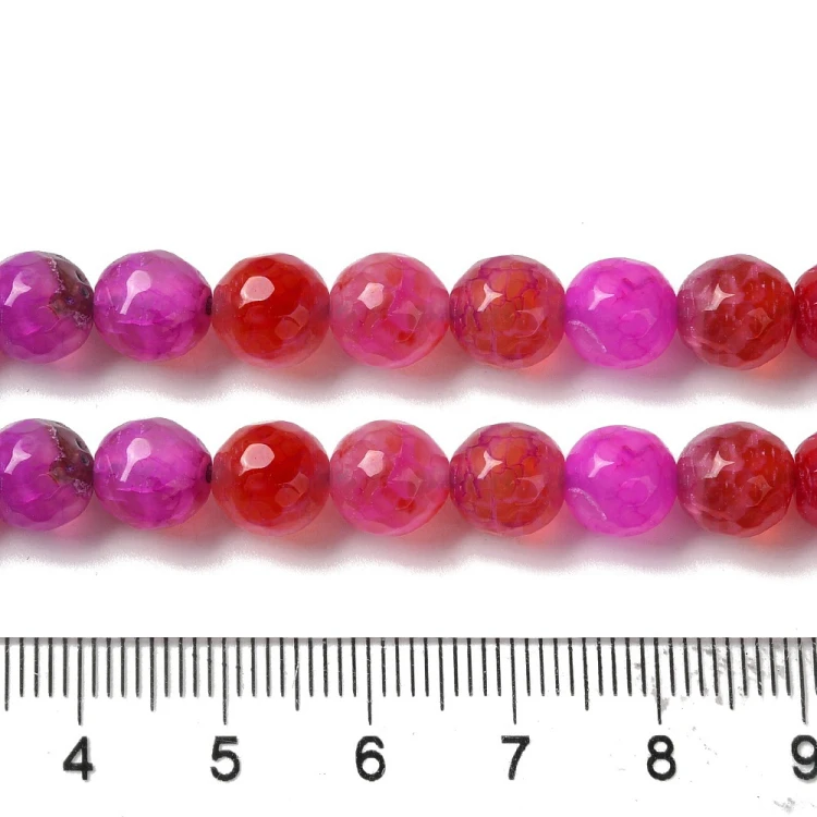 AGF82 Agat Dragon Veins kamień naturalny koraliki kule 8mm fasetowany sznur 48szt różowy