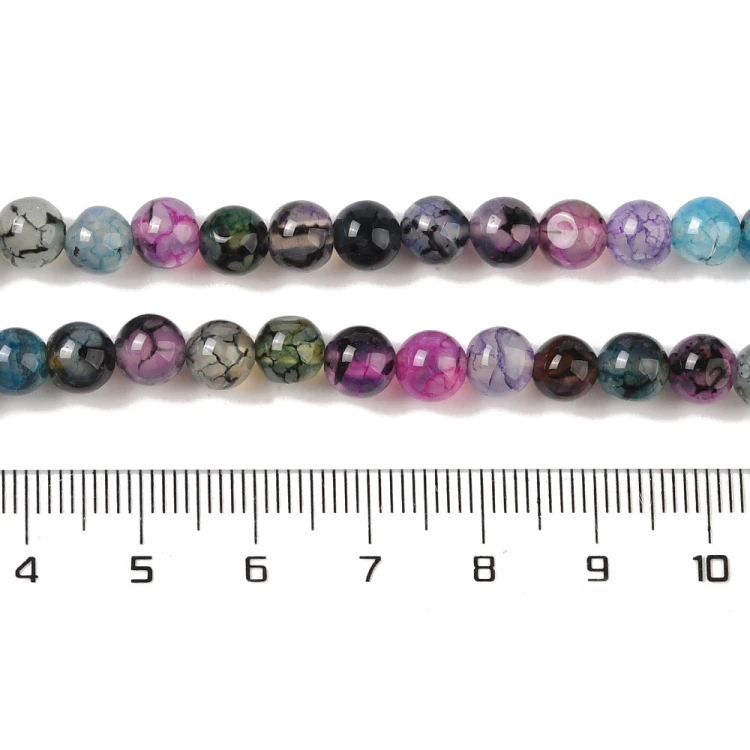 AGP213 Agat Dragon Veins kamień naturalny koraliki kule 6mm sznur 62szt wielokolorowy