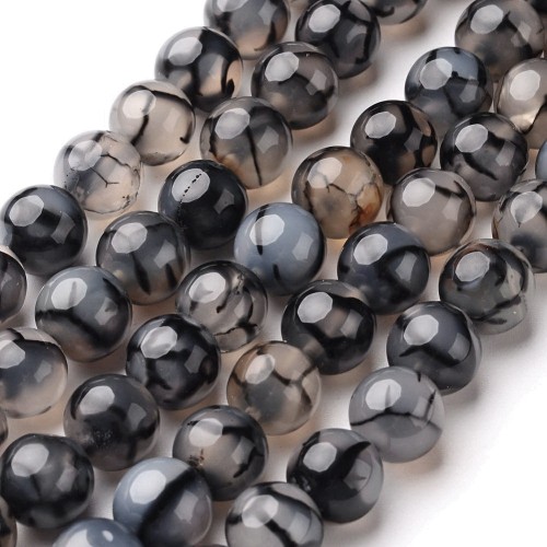AGP214 Agat Dragon Veins kamień naturalny koraliki kule 6mm sznur 62szt wielokolorowy