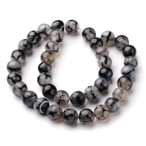 AGP214 Agat Dragon Veins kamień naturalny koraliki kule 6mm sznur 62szt wielokolorowy