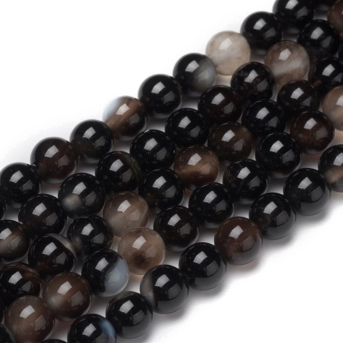 AGP215 Agat Black czarny kamień naturalny koraliki kule 6mm