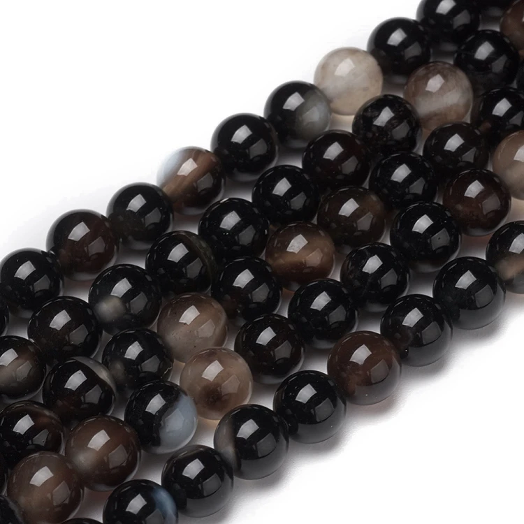 AGP215 Agat Black czarny kamień naturalny koraliki kule 6mm