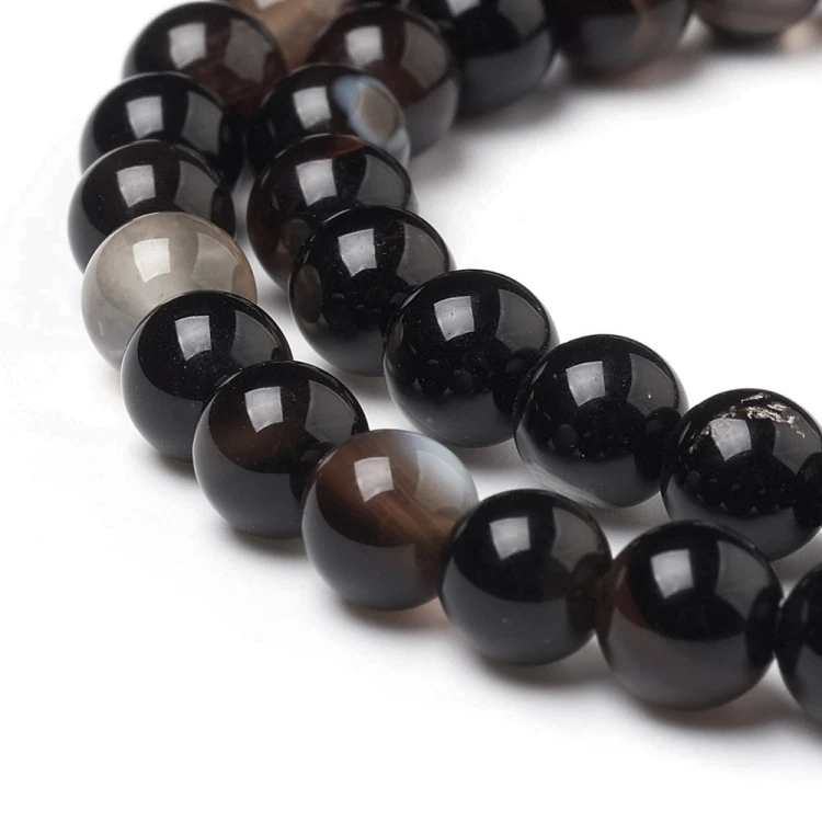 AGP215 Agat Black czarny kamień naturalny koraliki kule 6mm