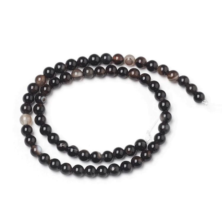 AGP215 Agat Black czarny kamień naturalny koraliki kule 6mm