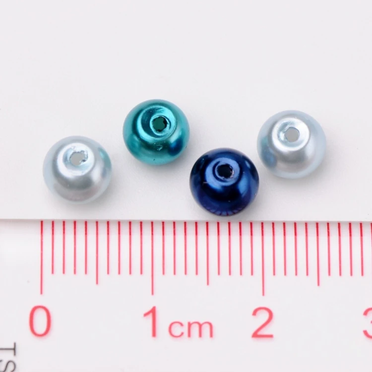 PER300 Perły szklane woskowane kule 6mm 200szt mix niebieskie