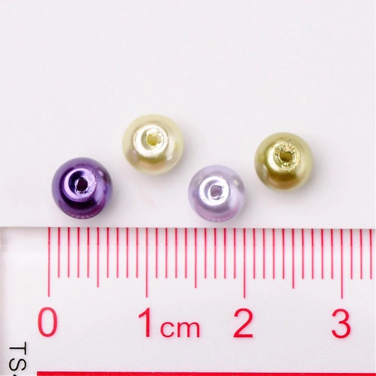 PER301 Perły szklane woskowane kule 6mm 200szt mix lawendowo-oliwkowe
