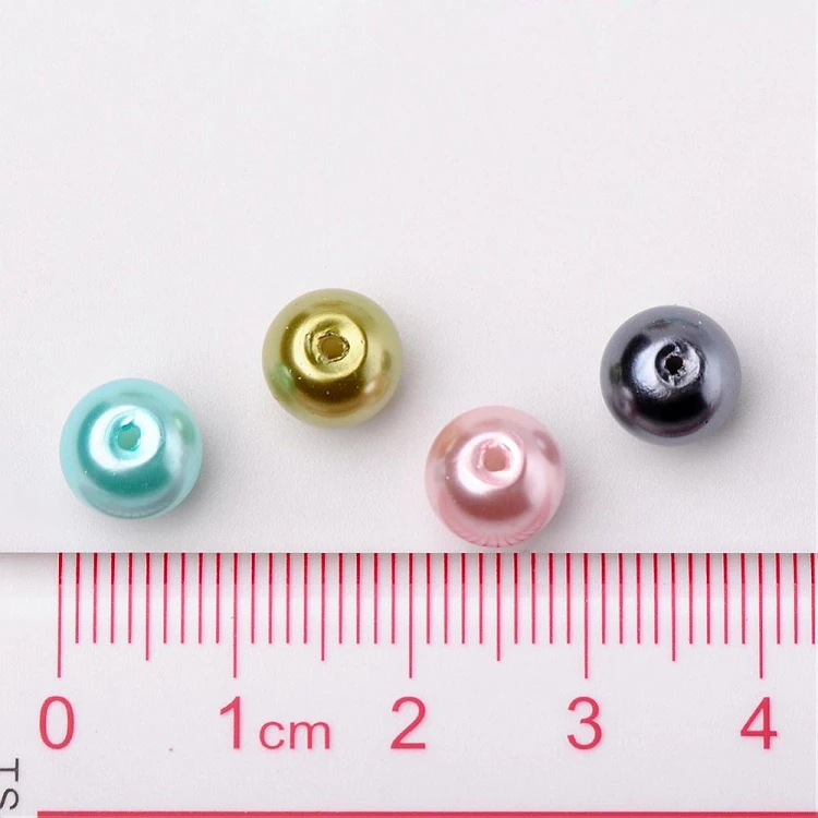 PER303 Perły szklane woskowane kule 8mm 100szt mix pastelowe