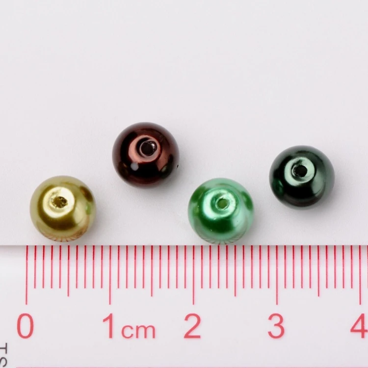 PER305 Perły szklane woskowane kule 8mm 100szt mix zielone