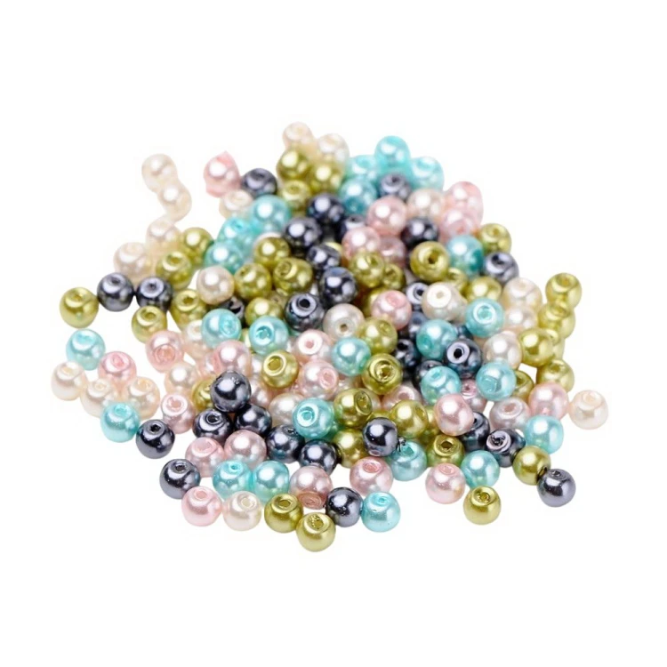 PER313 Perły szklane powlekane woskowane kule 4mm 400szt mix