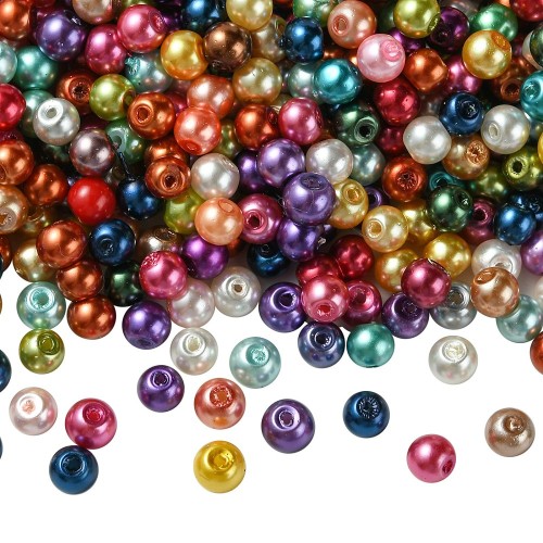 PER314 Perły szklane powlekane woskowane kule 4mm 580szt mix