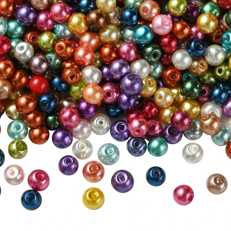 PER314 Perły szklane powlekane woskowane kule 4mm 580szt mix