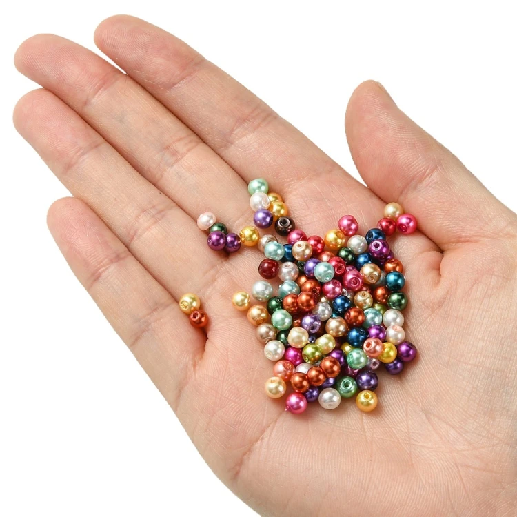 PER314 Perły szklane powlekane woskowane kule 4mm 580szt mix