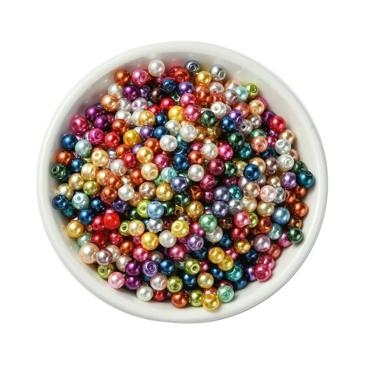 PER314 Perły szklane powlekane woskowane kule 4mm 580szt mix