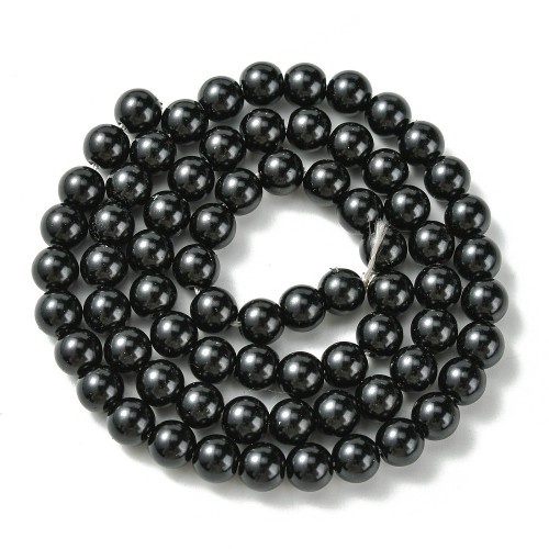 PER315 Perły szklane powlekane woskowane kule 6mm 72szt czarne