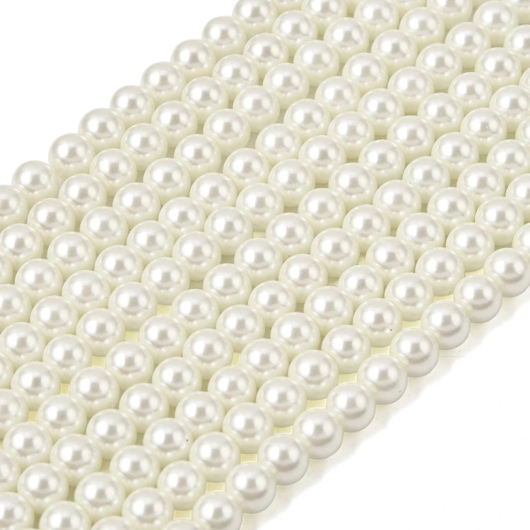 PER316 Perły szklane powlekane woskowane kule 6mm 70szt ecru