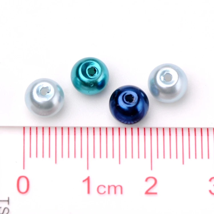 PER300 Perły szklane woskowane kule 6mm 200szt mix niebieskie