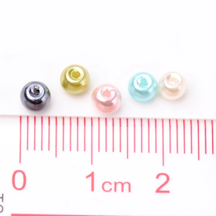 PER313 Perły szklane powlekane woskowane kule 4mm 400szt mix