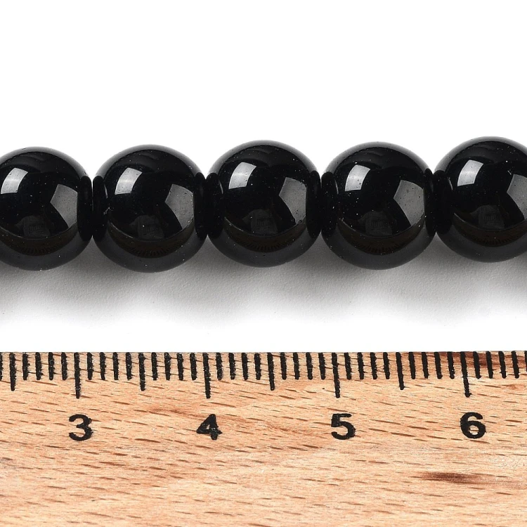 PER320 Perły szklane powlekane woskowane kule 10mm sznur 85szt czarne