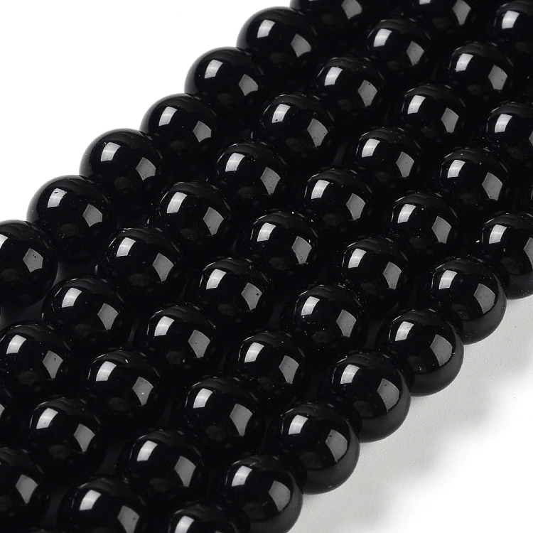 PER320 Perły szklane powlekane woskowane kule 10mm sznur 85szt czarne