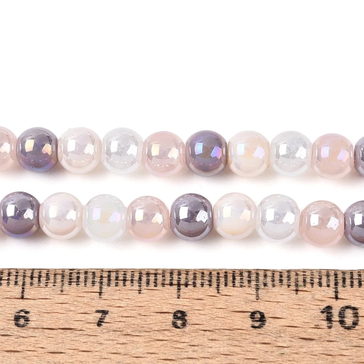KS111 Koraliki szklane powlekane kule 6mm sznur 68szt rainbow