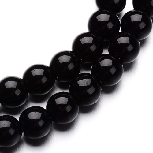 powl179 Koraliki szklane kule 6mm 50szt powlekane czarne sznur