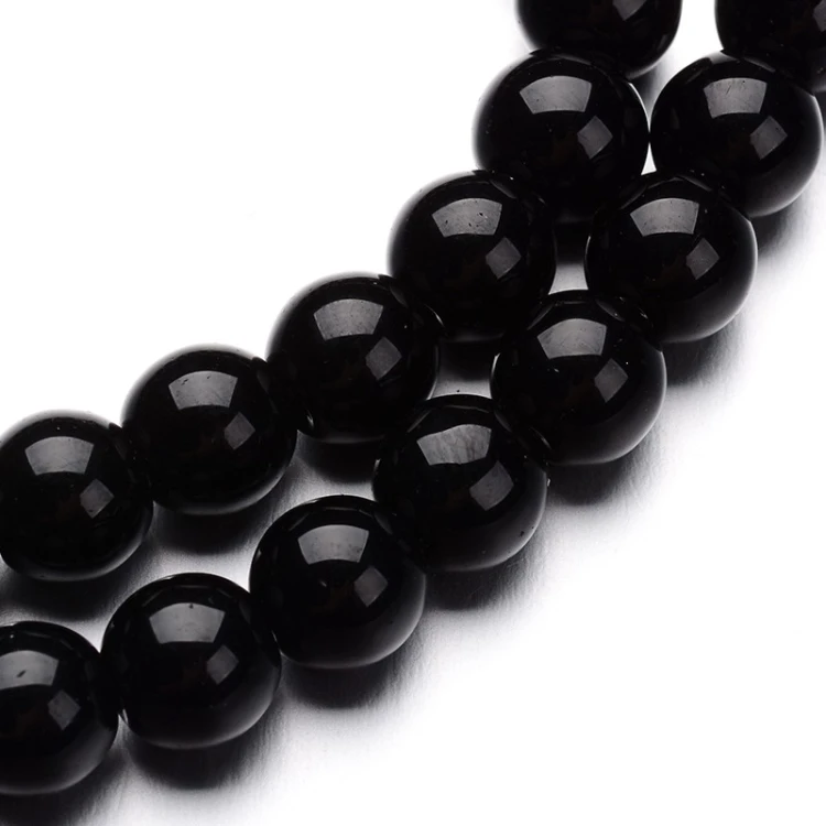 powl179 Koraliki szklane kule 6mm 50szt powlekane czarne sznur