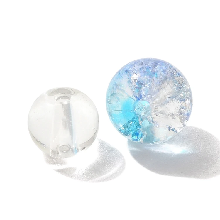 KS112 Koraliki szklane powlekane kule 8-10mm sznur 50g mix niebieskie