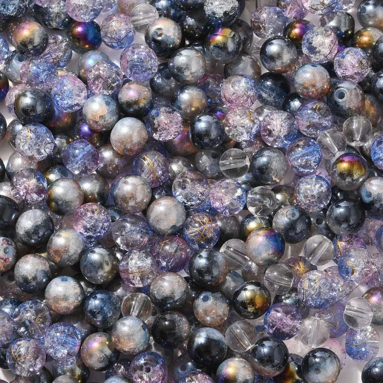 KS113 Koraliki szklane powlekane kule 8-10mm 50g mix szare