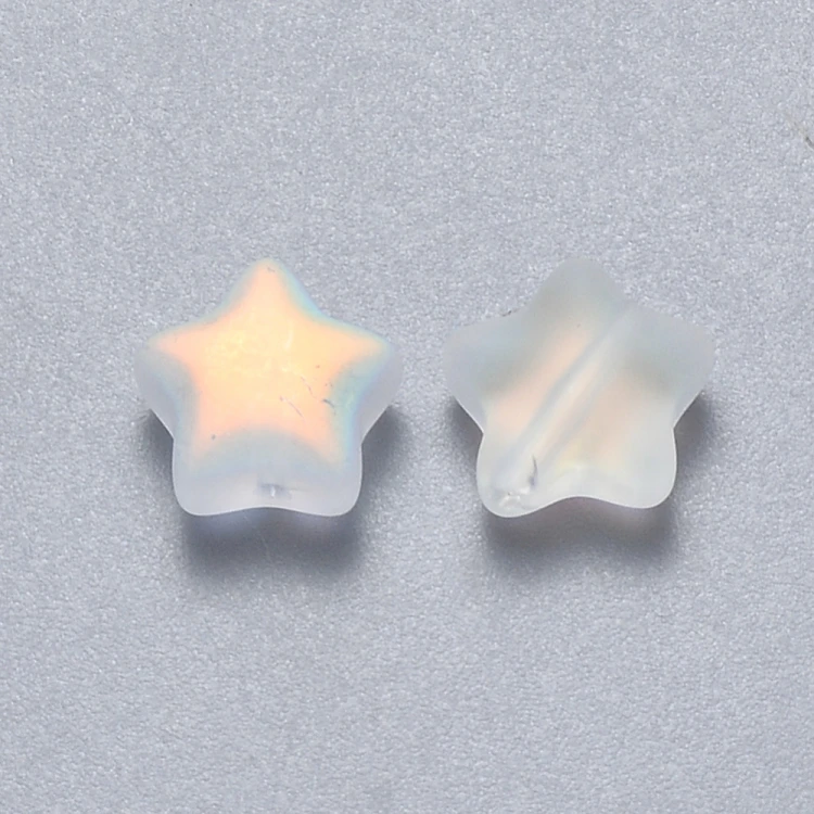 KS116 Koraliki szklane gwiazdki 8mm lakierowane 20szt szronione białe AB