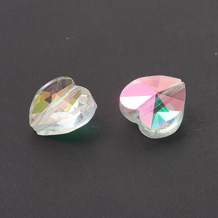 KSF152 Koraliki szklane fasetowane serca serduszka 10x10mm 5szt crystal AB