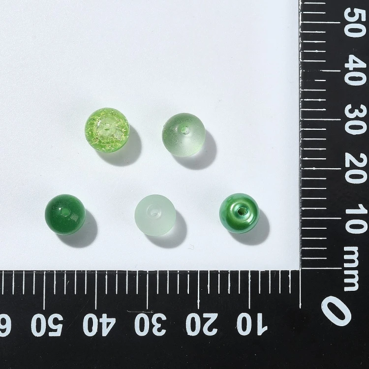 ZKOR58 Zestaw koraliki szklane kule 8mm 100szt mix zielone