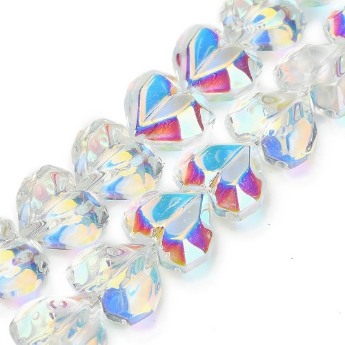KSF157 Koraliki szklane fasetowane serca serduszka 15x13mm sznur 50szt crystal AB