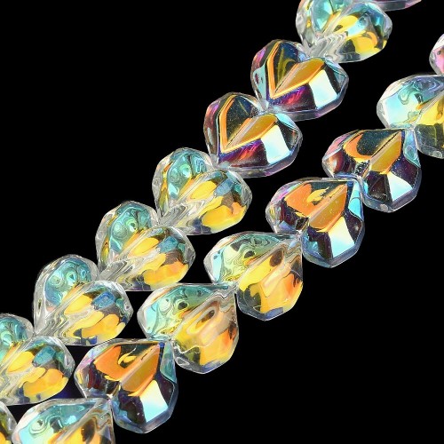 KSF157 Koraliki szklane fasetowane serca serduszka 15x13mm sznur 50szt crystal AB