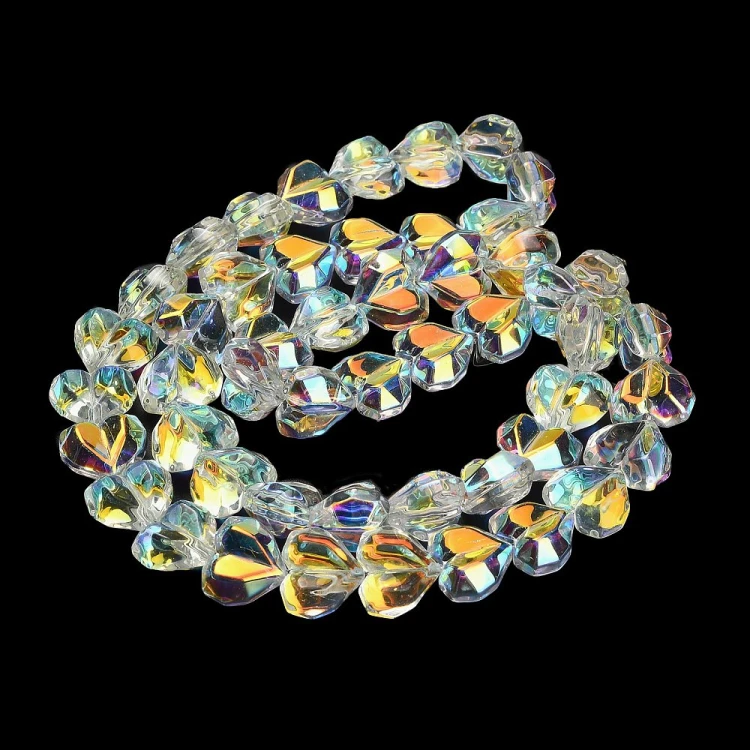 KSF157 Koraliki szklane fasetowane serca serduszka 15x13mm sznur 50szt crystal AB