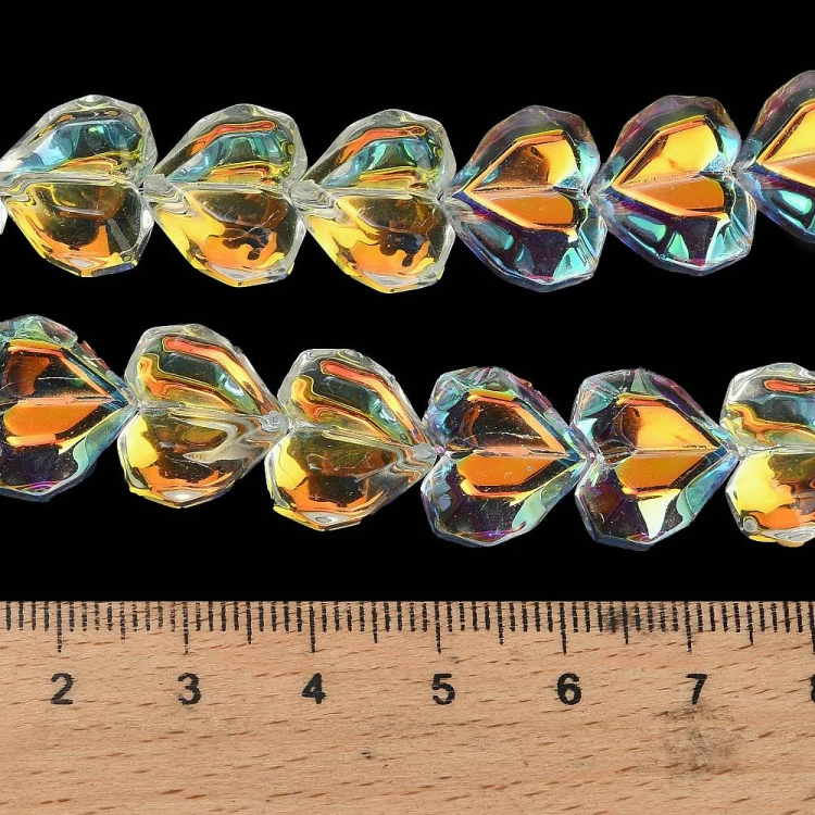 KSF157 Koraliki szklane fasetowane serca serduszka 15x13mm sznur 50szt crystal AB
